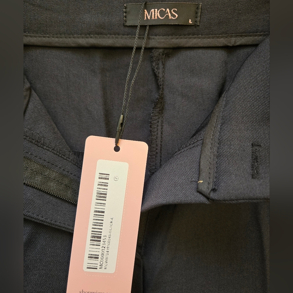 NWT Micas Asymmetrical Elegant Black Wide-Leg Pants, Large - Picture 7 of 12